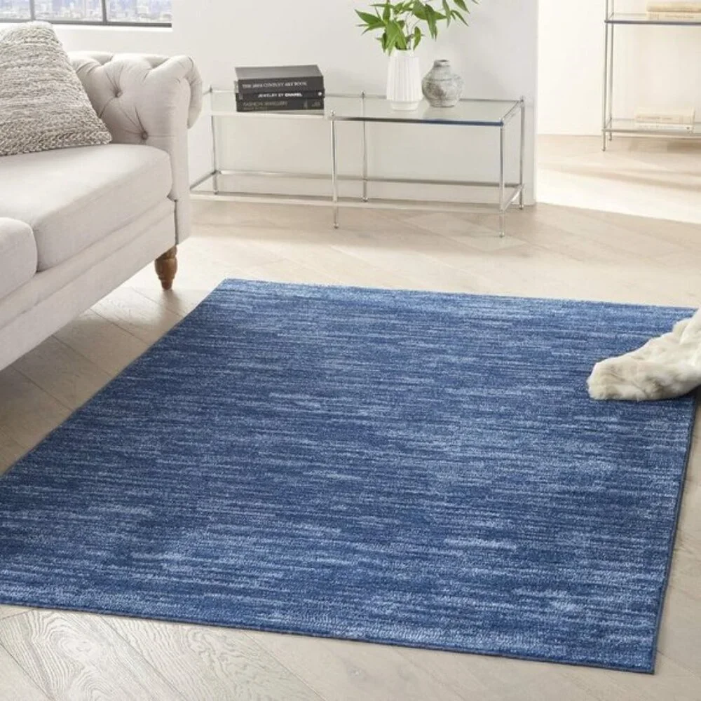 New 4 x 6ft Navy Blue Modern Area Rug, Durable Fabric Essentials Patio Carpet